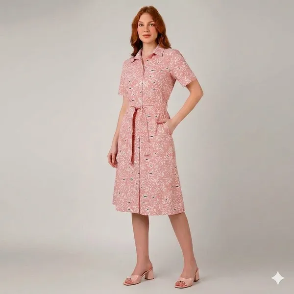 Pink_Rayon_Cotton_Belted_Floral_Print_Shirt_Dress_For_Women