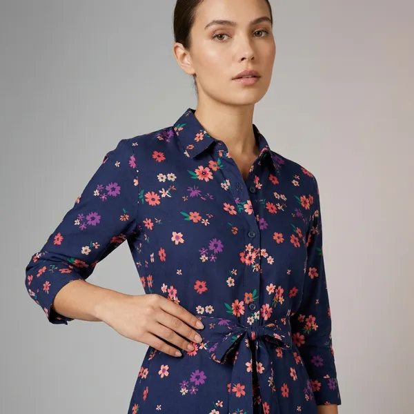 Navy_Blue_Rayon_Cotton_A-Line_Floral_Print_Shirt_Dress_For_Women
