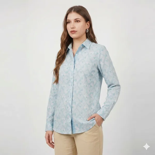 Light_Blue_Floral_Print_Rayon_Cotton_Relaxed_Shirt_For_Women