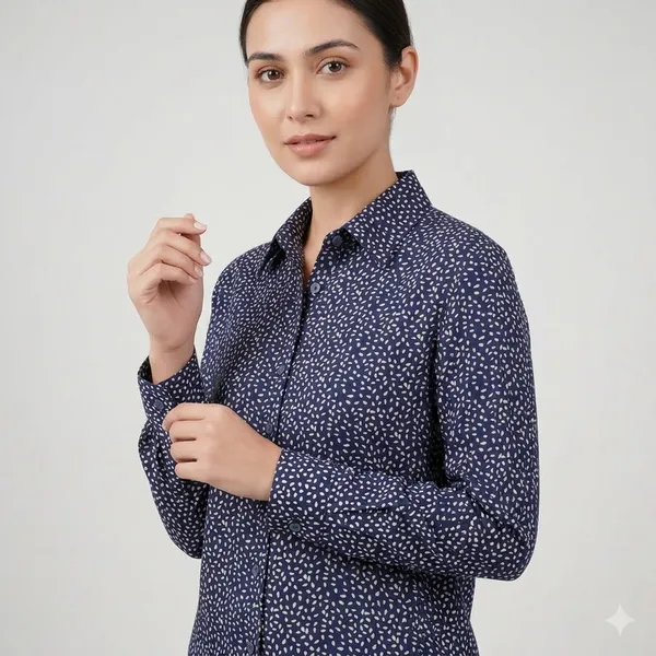 Navy_Blue_Printed_Rayon_Cotton_Full_Sleeve_Shirt_For_Women