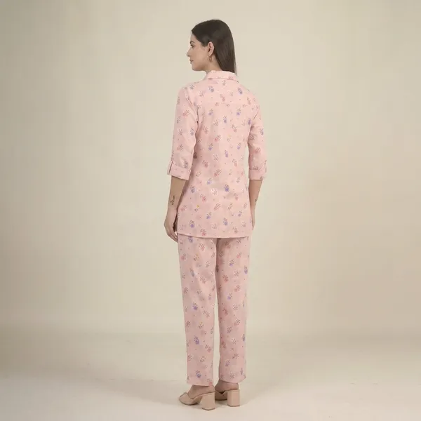 Pink_Floral_Print_Rayon_Cotton_Shirt_Night_Suit_For_Women