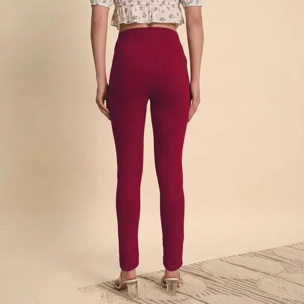 Maroon_Cotton_Lycra_High_Waist_Slim_Fit_Jeggings_For_Women