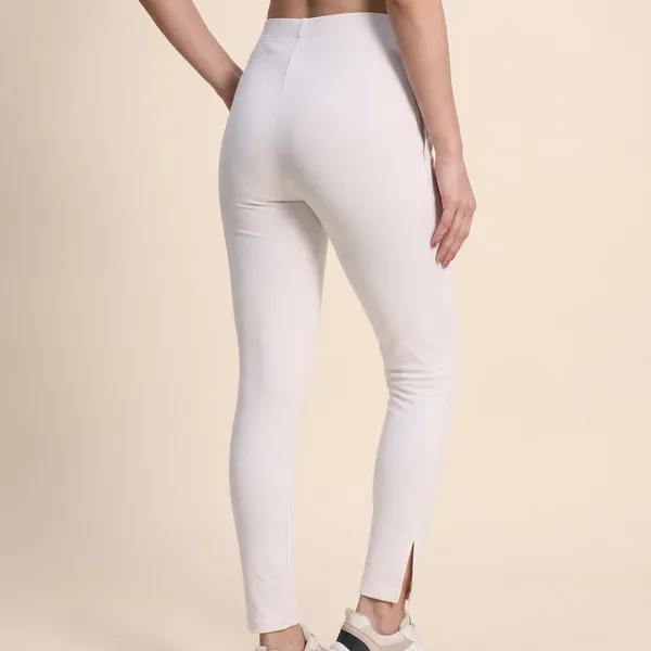 White_Cotton_Lycra_High_Waist_Ankle_Slit_Leggings_For_Women