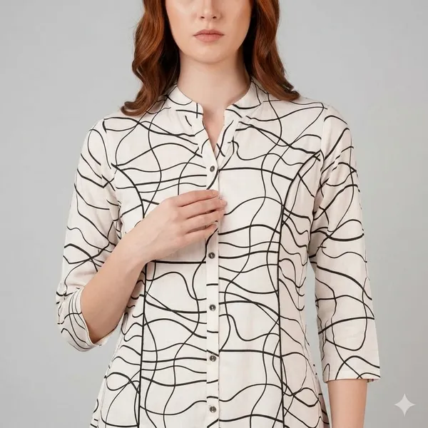Cream_Abstract_Printed_Rayon_Cotton_A-Line_Kurta_For_Women