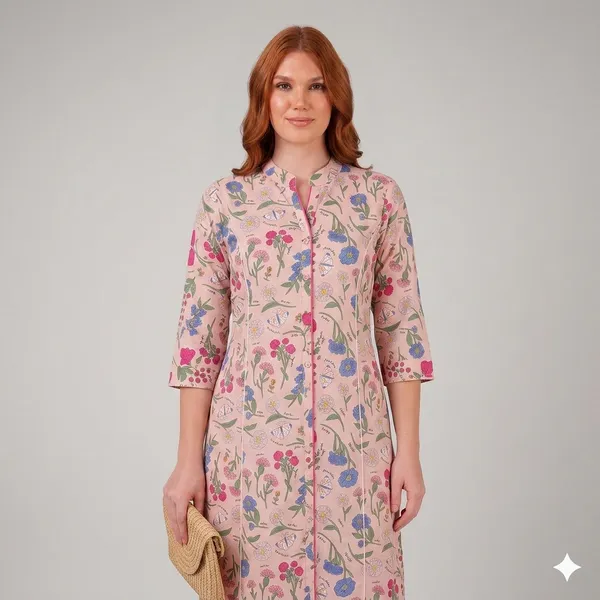 Pink_Floral_Rayon_Cotton_Straight_Kurta_For_Women