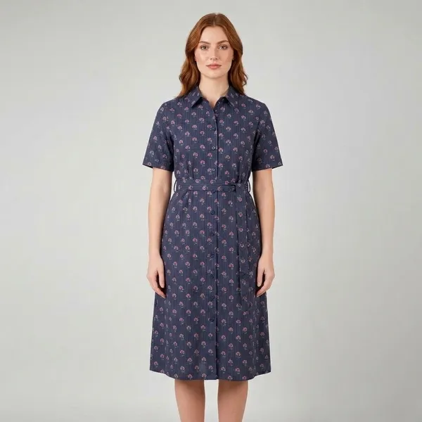 Navy_Blue_Rayon_Cotton_Belted_Floral_Print_Collared_Shirt_Dress_For_Women