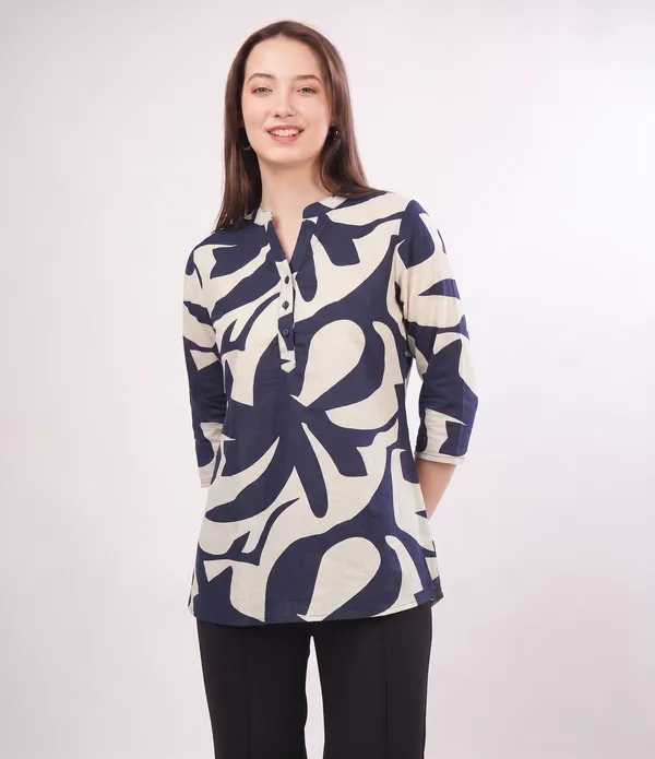 Navy_Blue_Rayon_Cotton_Relaxed_Abstract_Print_Tunic_Top_For_Women