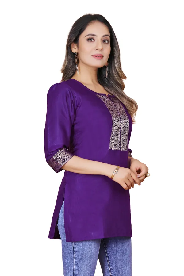 Purple_Cotton_Relaxed_Fit_Golden_Embroidered_Tunic_For_Women
