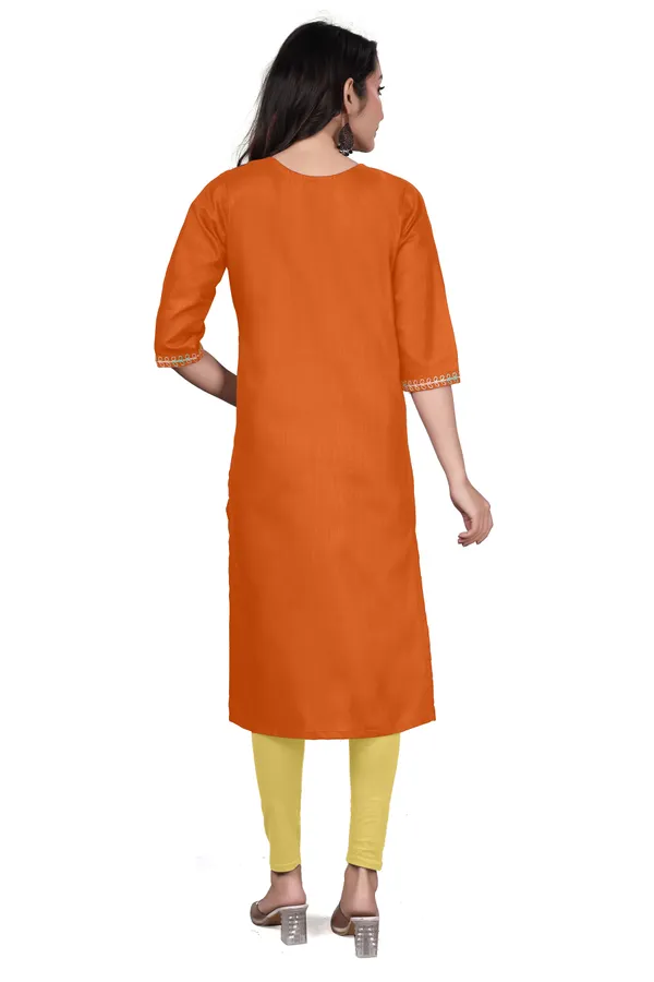 Orange_Cotton_Straight_Embroidered_Kurta_For_Women