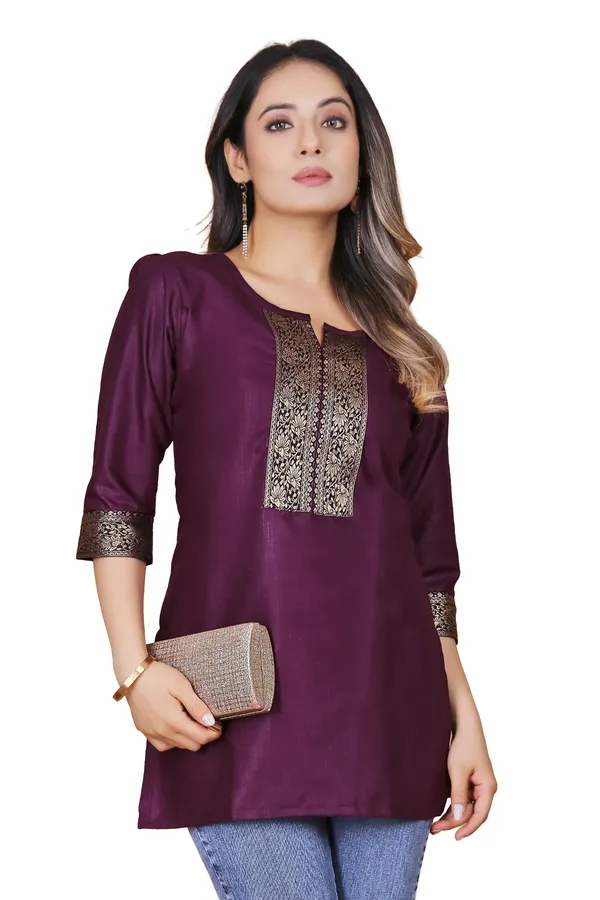 Purple_Silk_Straight_Embroidered_Kurta_For_Women