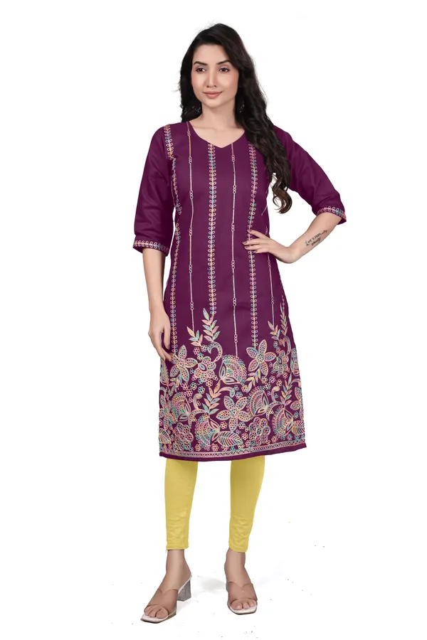 Purple_Cotton_Straight_Embroidered_Kurta_For_Women