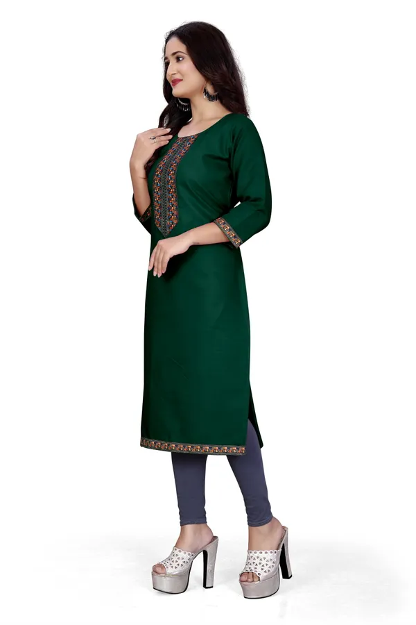 Green_Rayon_Straight_Embroidered_Kurta_For_Women