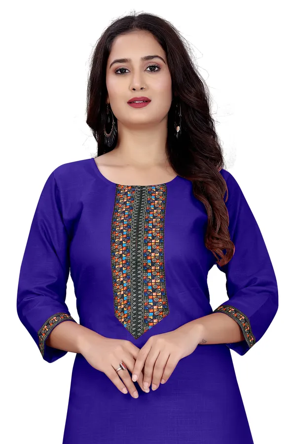 Royal_Blue_Rayon_Straight_Embroidered_Kurti_For_Women