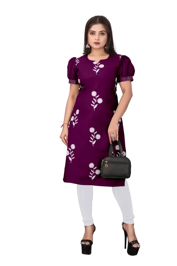 Purple_Cotton_A-Line_Floral_Embroidered_Kurta_For_Women