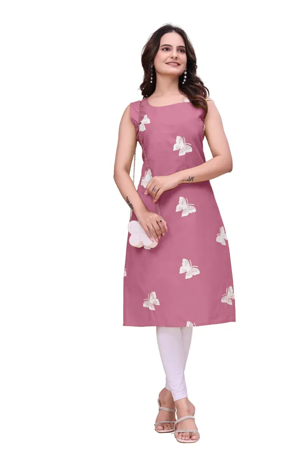 Pink_Cotton_Sleeveless_Butterfly_Embroidered_Kurta_For_Women