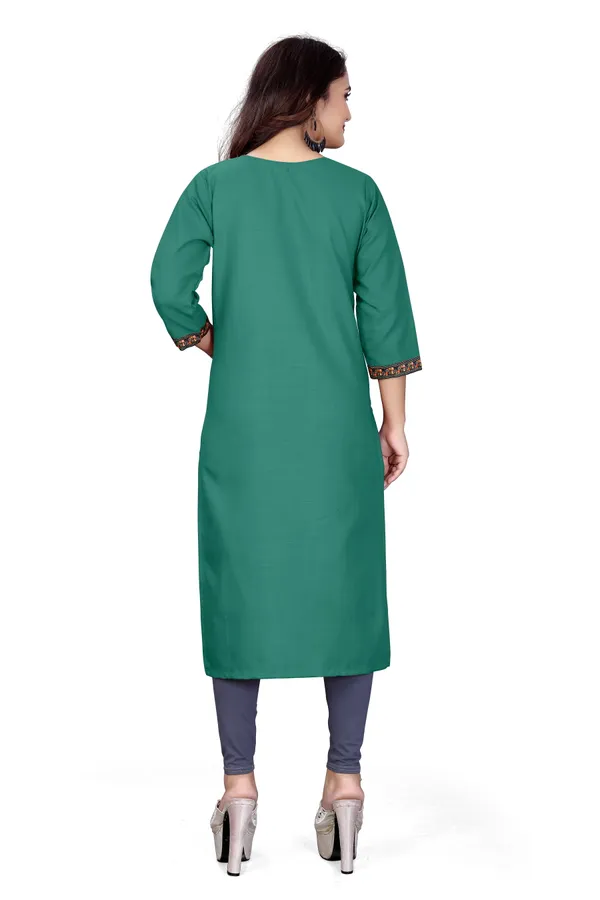 Green_Cotton_Straight_Embroidered_Kurta_For_Women