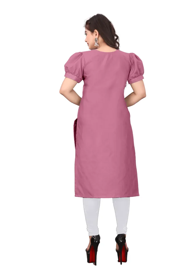 Pink_Cotton_Puff_Sleeve_Floral_Embroidered_Kurti_For_Women