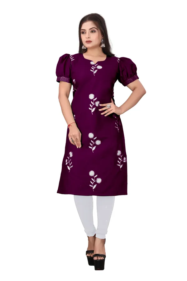 Purple_Cotton_A-Line_Floral_Embroidered_Kurta_For_Women