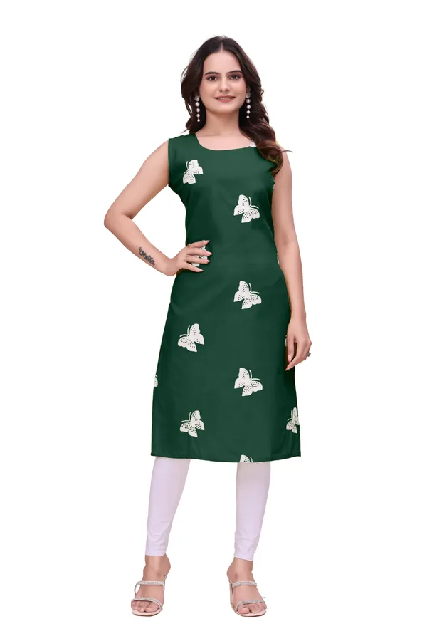 Green_Rayon_Sleeveless_Butterfly_Embroidered_Kurti_For_Women