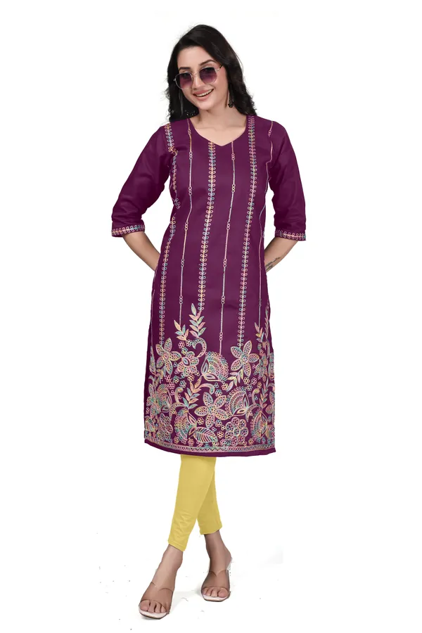 Purple_Cotton_Straight_Embroidered_Kurta_For_Women