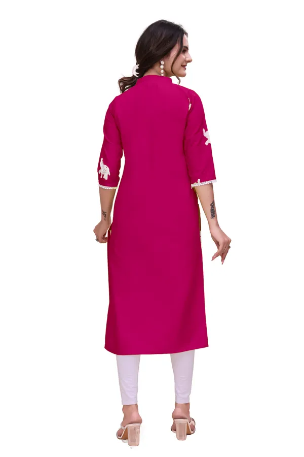 Magenta_Cotton_A-Line_Elephant_Print_Kurta_For_Women