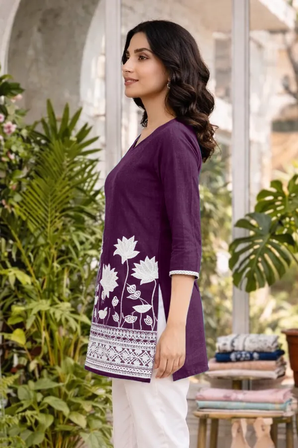 Purple_Cotton_Straight_Floral_Embroidered_Kurti_For_Women