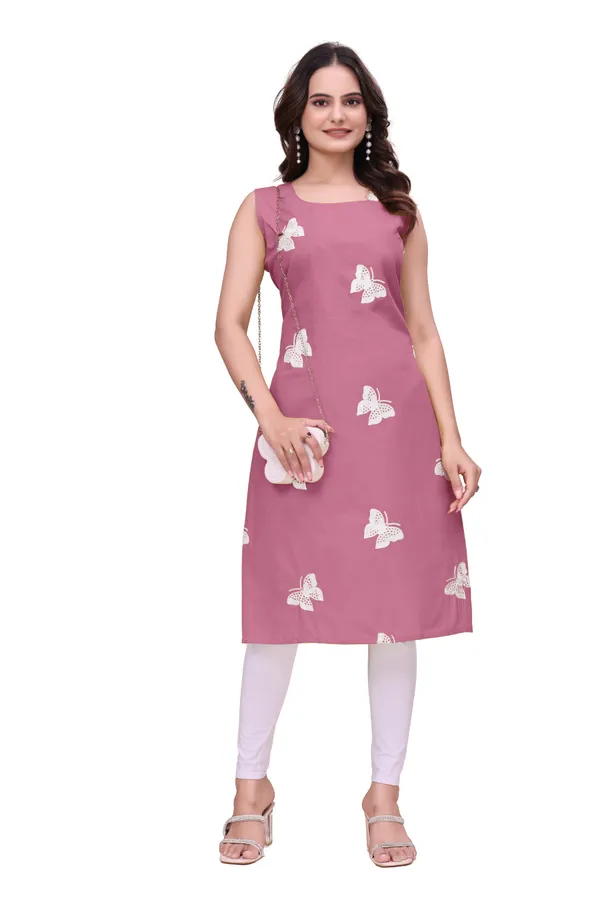 Pink_Cotton_Sleeveless_Butterfly_Embroidered_Kurta_For_Women