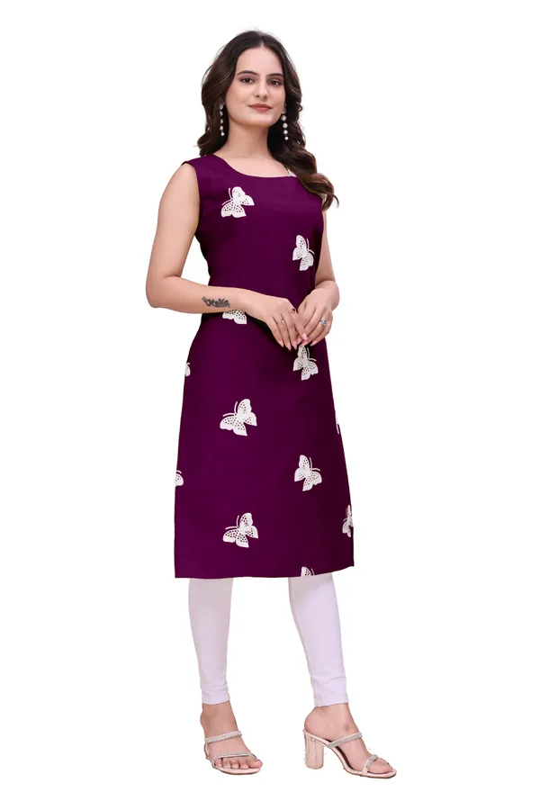 Purple_Crepe_Sleeveless_Butterfly_Embroidered_Kurti_For_Women