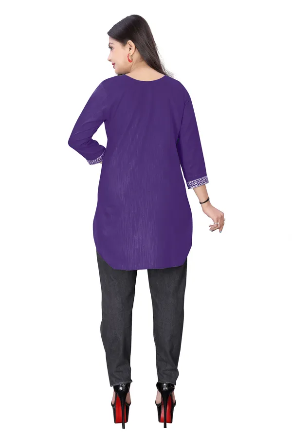 Purple_Cotton_Straight_Short_Embroidered_Kurta_For_Women