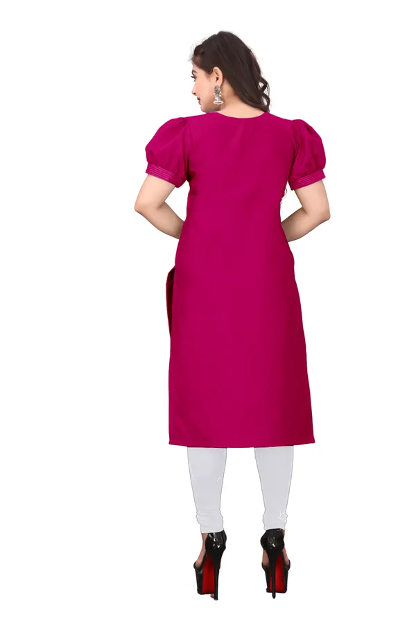 Pink_Cotton_Puff_Sleeve_Floral_Embroidered_Kurta_For_Women