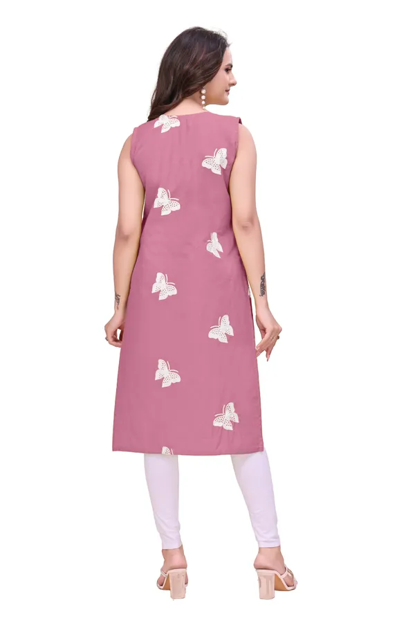 Pink_Cotton_Sleeveless_Butterfly_Embroidered_Kurta_For_Women
