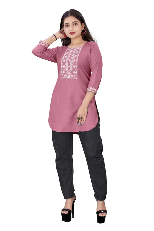 Pink_Cotton_Straight_Fit_Yoke_Embroidered_Kurti_For_Women