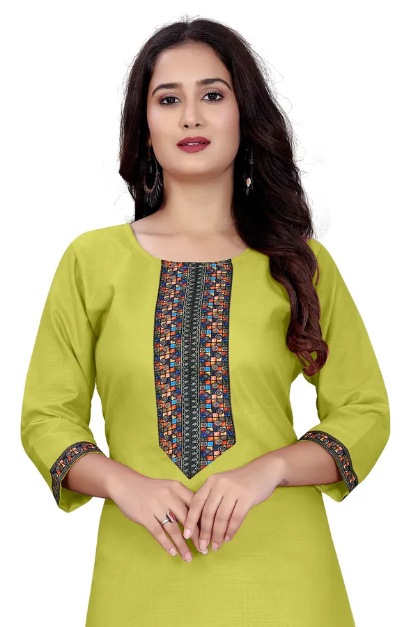 Green_Cotton_Straight_Fit_Embroidered_Yoke_Kurta_For_Women