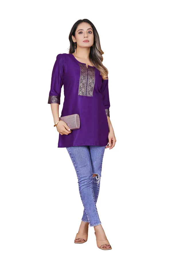 Purple_Cotton_Relaxed_Fit_Golden_Embroidered_Tunic_For_Women