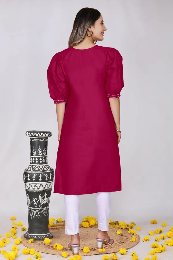 Maroon_Cotton_Straight_Embroidered_Kurta_For_Women