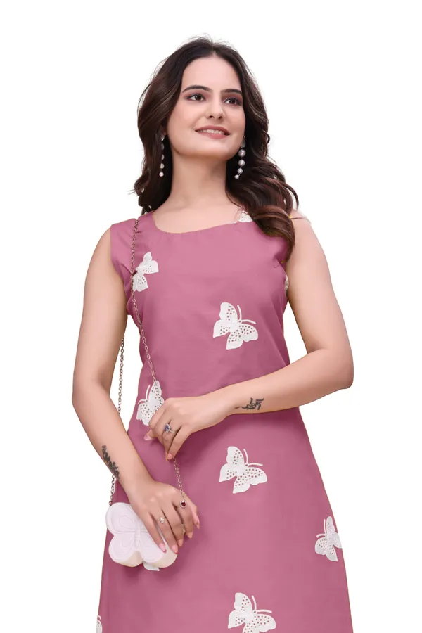 Pink_Cotton_Sleeveless_Butterfly_Embroidered_Kurta_For_Women