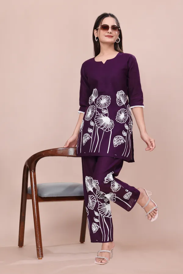 Purple_Cotton_Floral_Embroidered_Kurta_Pant_Set_For_Women