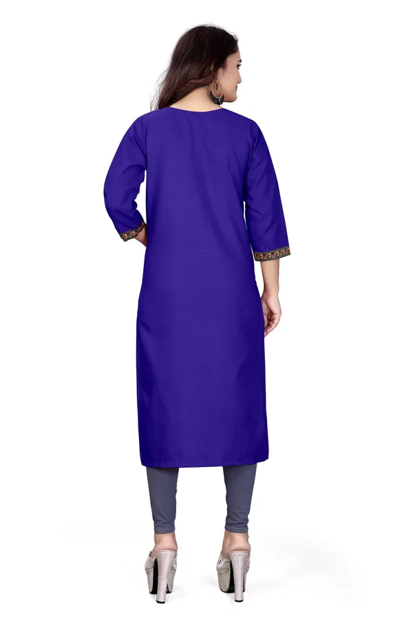 Royal_Blue_Rayon_Straight_Embroidered_Kurti_For_Women