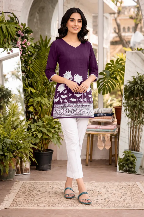 Purple_Cotton_Straight_Floral_Embroidered_Kurti_For_Women