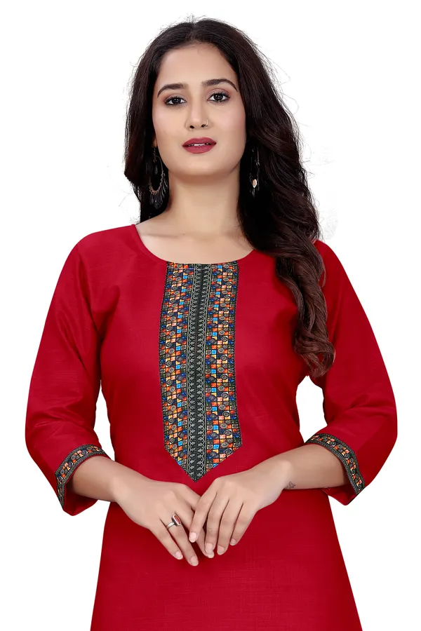 Red_Rayon_Straight_Embroidered_Kurta_For_Women