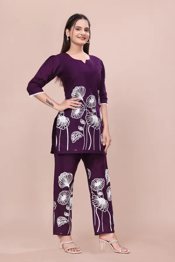 Purple_Cotton_Floral_Embroidered_Kurta_Pant_Set_For_Women
