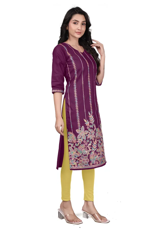 Purple_Cotton_Straight_Embroidered_Kurta_For_Women