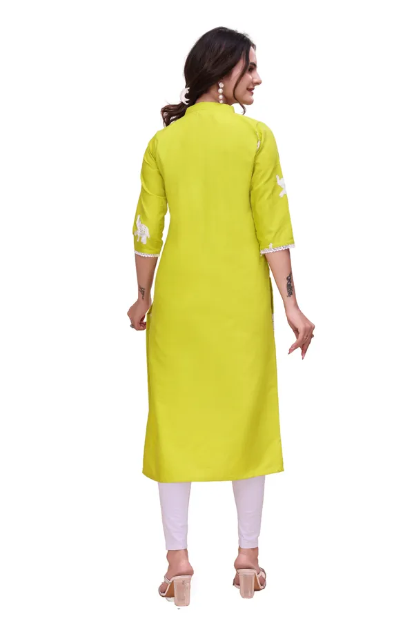 Yellow_Cotton_Straight_Elephant_Print_Kurta_For_Women