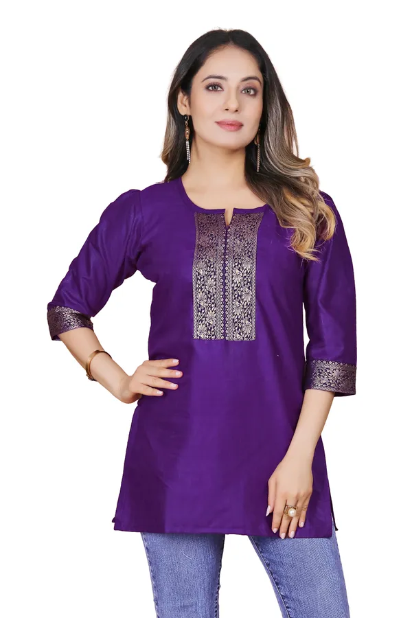 Purple_Cotton_Relaxed_Fit_Golden_Embroidered_Tunic_For_Women