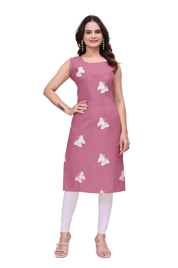 Pink_Cotton_Sleeveless_Butterfly_Embroidered_Kurta_For_Women