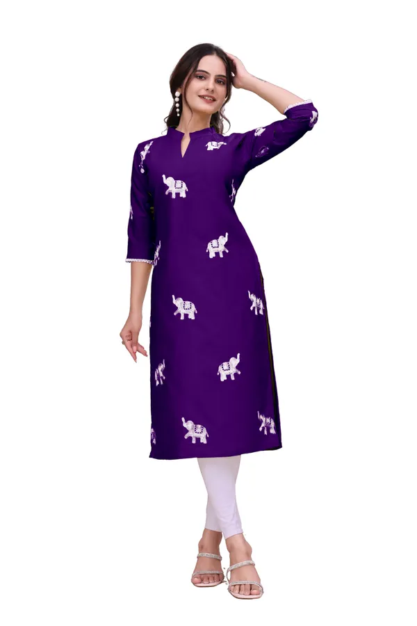 Purple_Cotton_Straight_Elephant_Print_Kurta_For_Women