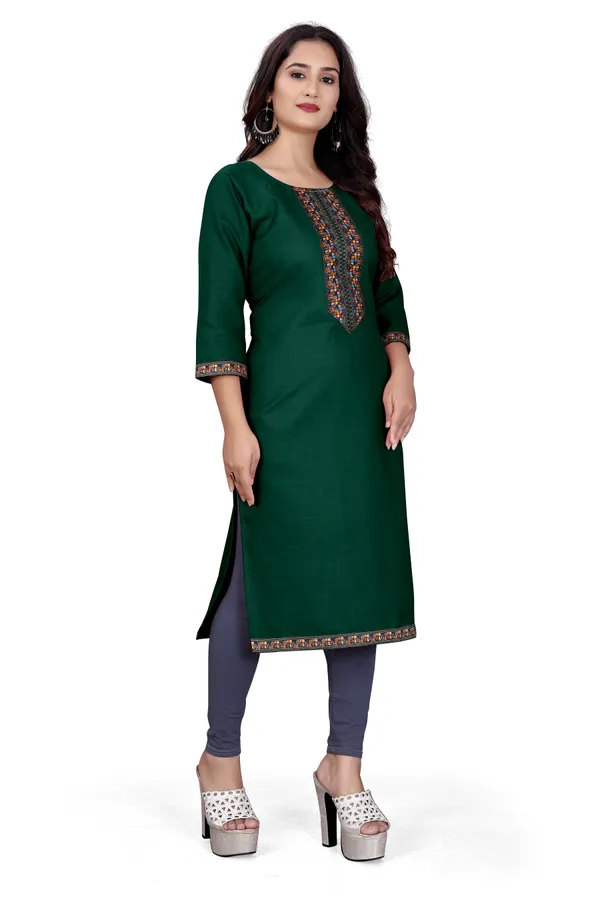 Green_Rayon_Straight_Embroidered_Kurta_For_Women