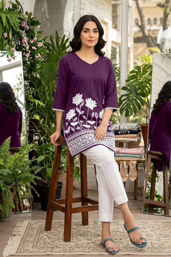 Purple_Cotton_Straight_Floral_Embroidered_Kurti_For_Women