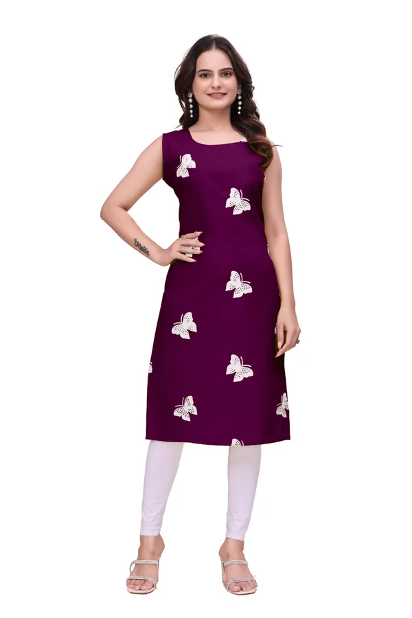 Purple_Crepe_Sleeveless_Butterfly_Embroidered_Kurti_For_Women