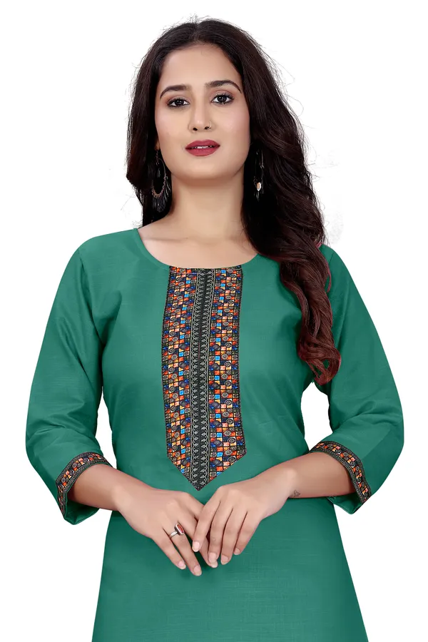 Green_Cotton_Straight_Embroidered_Kurta_For_Women